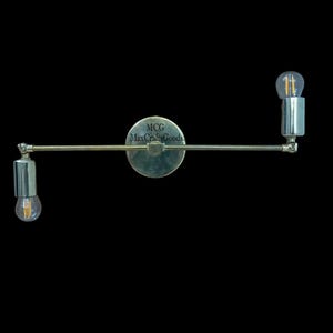 1940s Mid Century Antique Brass Bathroom Sconce: Minimalist Vanity Light