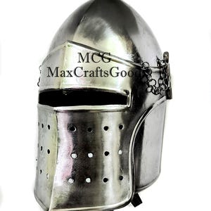 Barbuta Helmet - Medieval Knight Antique Barbuta Helmet - 18Gauge Mild Steel Helmet - LARP, Cosplay, Display, Halloween Costume Helmet