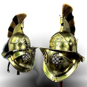 Murmillo Gladiator Steel Helmet: Medieval Armor Replica with Eagle Sculpture
