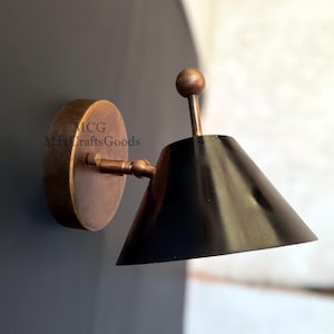 1950s vintage Antique Brass Light/Handmade Vintage Single Light Shade/Pivot Brass Sconce Mid Century Style/ Brass Wall Lamp/wall Lamp