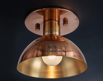Messing Semi-Flush Mount Deckenlampe - Mid-Century Beleuchtung