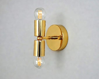 Aplique de pared / Lámpara de latón de doble bombilla / Aplique de baño moderno