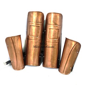 300 Bracers & Greeves LARP Medieval Knight Armor Copper Steel Bracers Arm Guard | Hand Forged Steel Bracers | LARP Pair Guards
