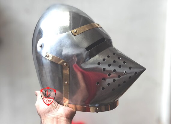 Steel Klappvisor Hounskull Bascinet Helmet: Medieval Knight Costume