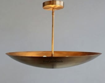 Messing Pendelleuchte | Skandinavische Schalen-Deckenlampe | Moderne Hängeleuchte | Sputnik-Leuchter