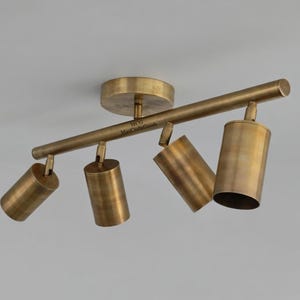Moderne Messing Deckenstrahler | 4-Licht verstellbare Schienenbeleuchtung | Mid-Century Stil