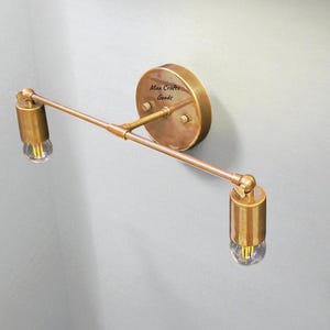 1940s Mid Century Antique Brass Sconce: Modern Vanity Light