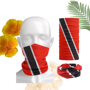 Trinidad Flag Bandana Face Mask - Multistyle headband, Neck Gaiter 7 Styles