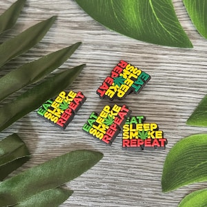 Eat Sleep Sm*ke Reggae Croc Charm for Crocs, Clogs, Bags and phone cases - Caribbean Culture Shoe Decoration charms Notting Hill Carnival