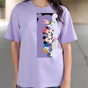 Camiseta extragrande de algodón para mujer con personajes de dibujos animados, cómoda, de 220 g/m², estampada, colorida, ideal como regalo de cumpleaños.