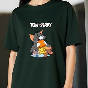 Oversized dames-T-shirt stripfiguren, katoenen T-shirt, 220 gsm Comfort Wear T-shirt, T-shirt met print, kleurrijk T-shirt, verjaardagscadeau
