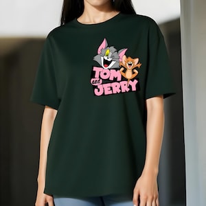 Oversized dames-T-shirt stripfiguren, katoenen T-shirt, 220 gsm Comfort Wear T-shirt, T-shirt met print, kleurrijk T-shirt, verjaardagscadeau