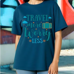 Travel Oversized Women&#39;s T-Shirt Cotton T-Shirt, 220 GSM Comfort Wear T-Shirt, Print T-Shirt Colorful T-Shirt Birthday Gift