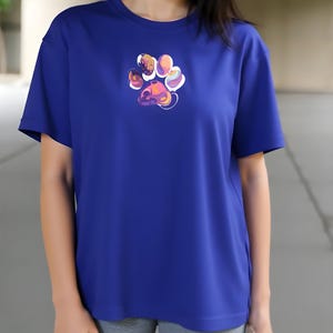 Dog Paw Oversized Women's T-Shirt, Cotton T-Shirt, 220 GSM Comfort Wear T-Shirt, Print T-Shirt, Colorful T-Shirt, Birthday Gift
