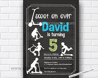 Scooter invitation boy birthday party skateboard bike party invite for any age  ,  413