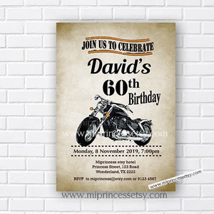 motorcycle invitation biker men birthday party, bike invitation motorbike motorcycle invite for any age 50th 18th 30th 40th 60th, 667 image 1