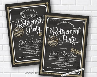 Retirement party invitation surprise party Retirement Celebration chalkboard retiring surprise retirement digital invite, card 562