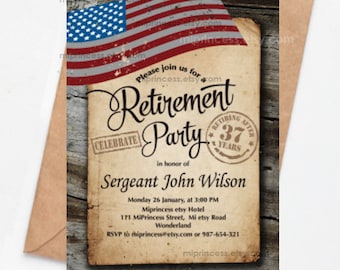 Military Retirement invitation, printable invite, Army party Retirement party Invitation, Retirement Celebration - card 1121