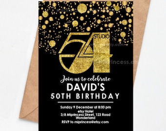 studio 54 birthday party invitation disco dance party , 1970s style Invitation for any age 18th 30th 40th 45th 50th 60th 70th 80th  938