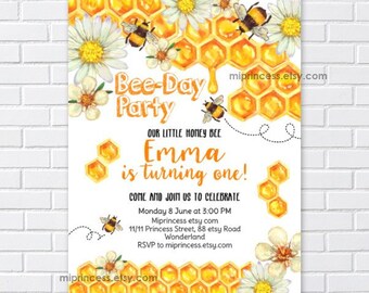 honey bee Invitation, bee shower, baby shower, bee  birthday invitation, Bumble bee party ,  1411, 1412