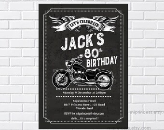 Motorcycle Birthday Invitation: Any Age, Man or Boy (Digital File) 1175