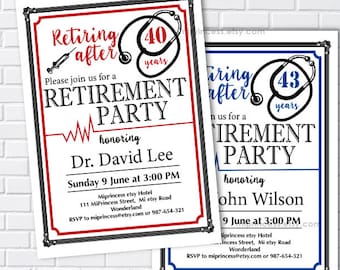 Medical Retirement Party Invitation: Doctor, Nurse (Digital File) 1560