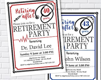 Doctor retirement invitation, Nurse Retirement invitation, Medical Retirement Invitation printable file surprise party, card 1560