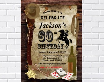 Western Cowboy Birthday Invitation: Rustic Party Invite  348 (Digital)