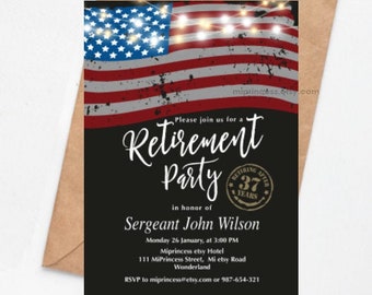 Military Retirement invitation, printable invite, Army party, Retirement party Invitation Retirement Celebration - card 1337.2