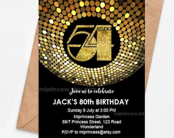 studio 54 birthday party disco dance party invitation, 1970s style Invitation for any age 18th 30th 40th 45th 50th 60th 70th 80th,  1656