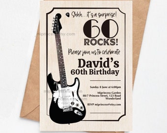 Rock and Roll Birthday Invitation: Chalkboard Music Party 1658 (Digital File)