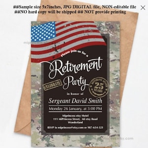 Military Retirement Party  Army Retirement Invitation Army party Retirement party Invitation, Retirement Celebration - card 1075