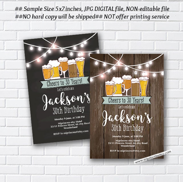 Beer Party Invitation Beer Birthday Cheers And Beers Beer