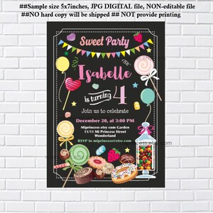 sweet lollipop invitation girl birthday party candy candies chocolate invite for any age 1st 2nd 3rd 4th 5th, card 837 image 2