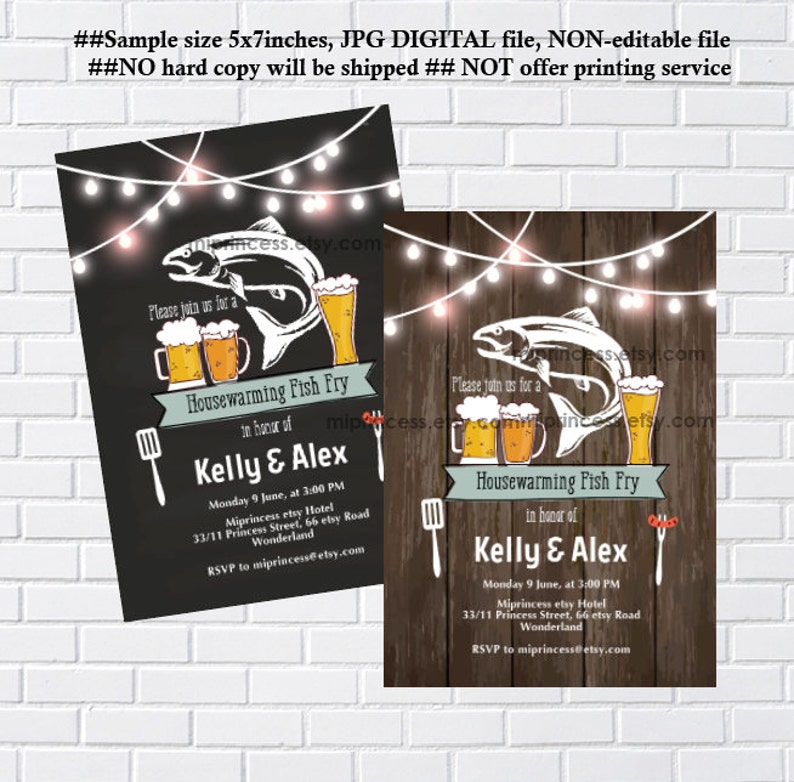 Fish Fry Invitation Housewarming Fish Fry Chalkboard Rustic Etsy