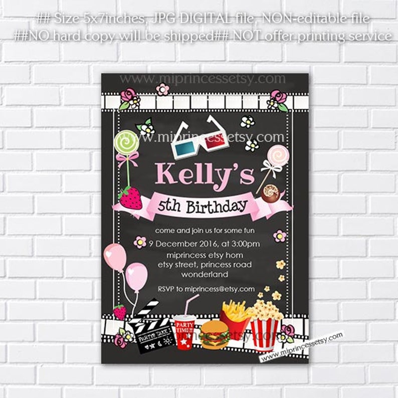 Movie Party Birthday Invitation Movie Night Sleepover Party Etsy