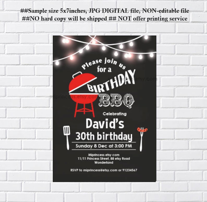 BBQ Birthday Invitation bbq invitation chalkboard iinvite Etsy