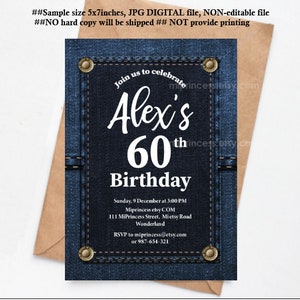 denim birthday invitation denim party men birthday boy birthday denim invite adult birthday blue denim invitation any age card 1216 image 2