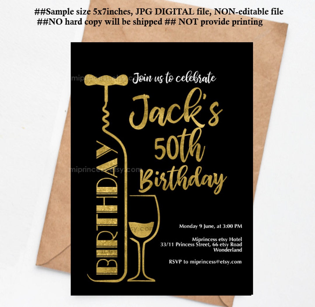 Wine Invitation Adult Birthday Party Invitation Surprise Etsy