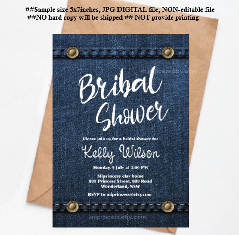 Denim Invitation Baby Shower Bridal Shower Denim Party Denim Etsy