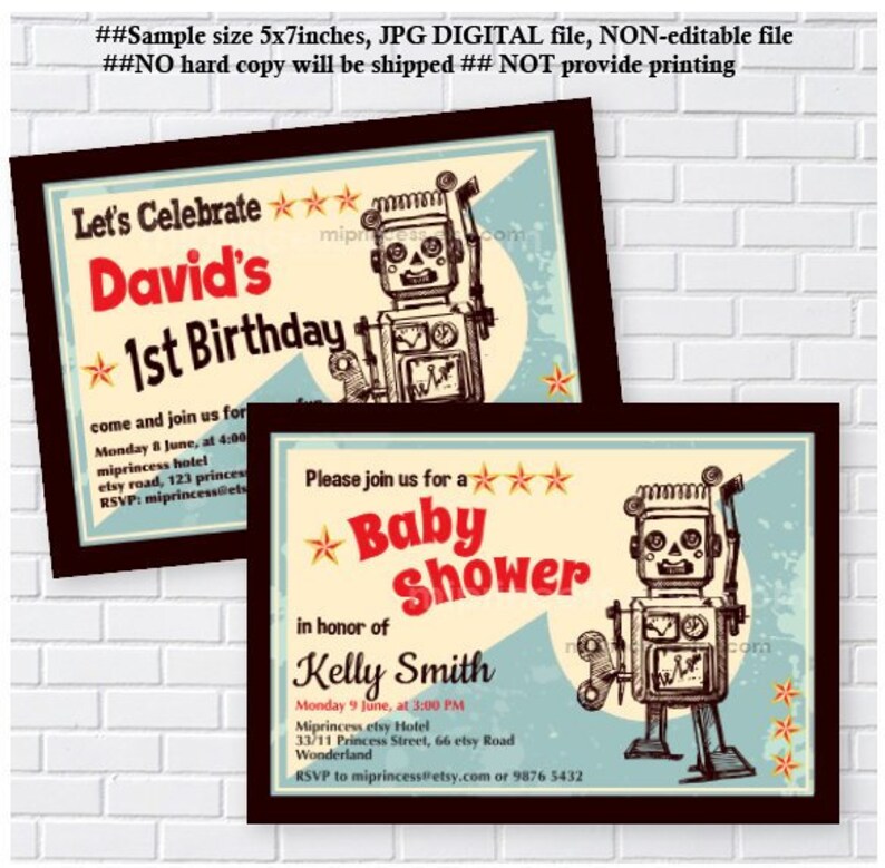 Robot Baby Shower Invitation Birthday Party Baby Boy Shower Etsy Robot Baby Shower Invitation Birthday Party Baby Boy Shower Etsy
