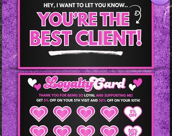 Loyalty Card Template | Editable Canva Template | HairStylist | Lash Tech | MUA | Nail Tech | Premade Business Flyer | Business Card