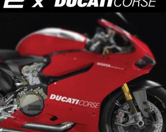2 calcomanías, pegatinas y gráficos de vinilo de Ducati Corse. Disponibles en varios tamaños y en todos los colores.