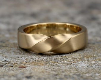 14k Gold Mobius Men&#39;s wedding Band | Matte Wedding Band | Solid 14K Gold Men&#39;s Wedding Ring in Mobius Style  | 3m 4mm 5mm 6mm 7mm For Him