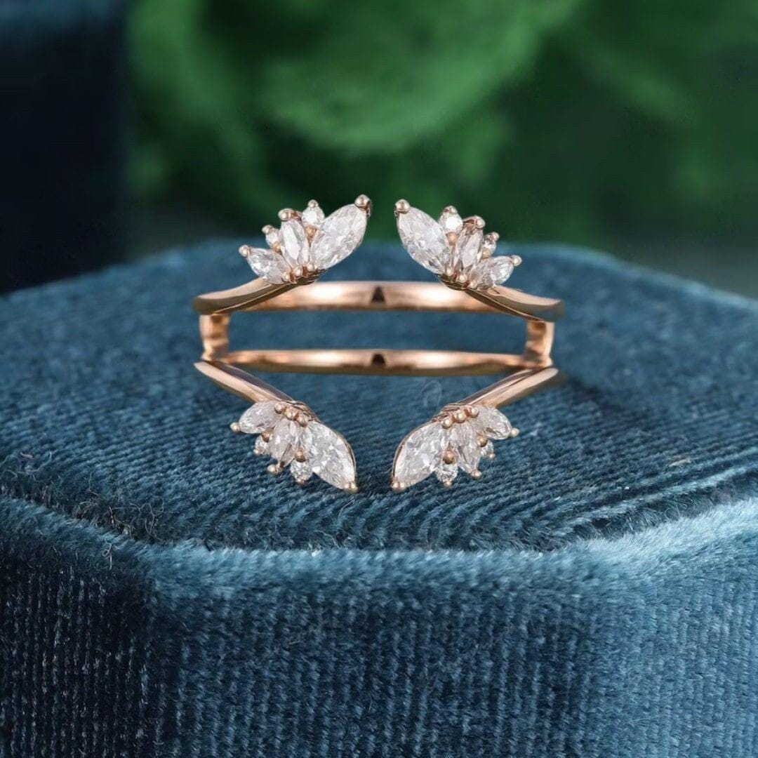 14k Rose Gold Marquise Round Curve Engagement/Wedding Enhancer Band For Women Ring Set Beautiful Bridal Ring Set Gift For Her Christmas Gift