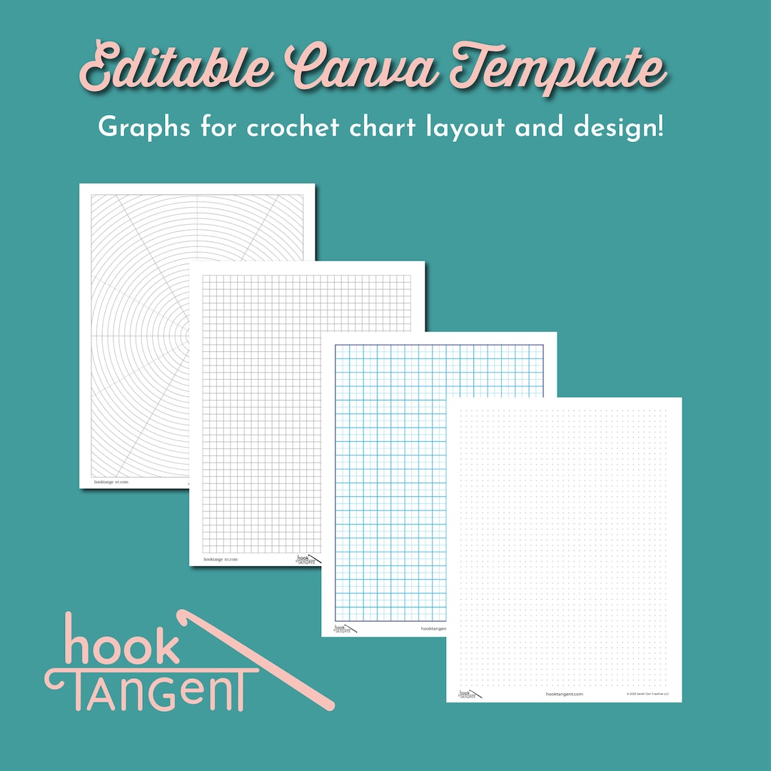 Crochet Chart Graph Paper Pack: Dot, Quad, Polar Grids (canva Template ...