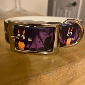 Spooky Bats Printed BioThane Dog Collar  Waterproof Durable Halloween Ready