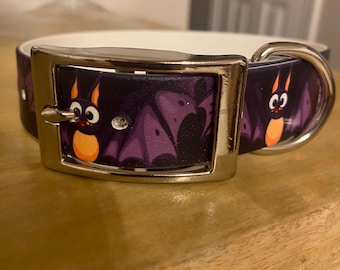 Spooky Bats Printed BioThane Dog Collar  Waterproof Durable Halloween Ready