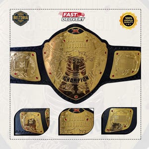 Custom World Heavyweight Wrestling Championship Belt | 2MM 4MM Brass Plates | Handmade Leather Strap