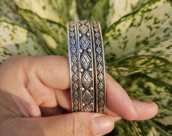 ヴィンテージ スターリングシルバー ヒンジ付きブランク カフ